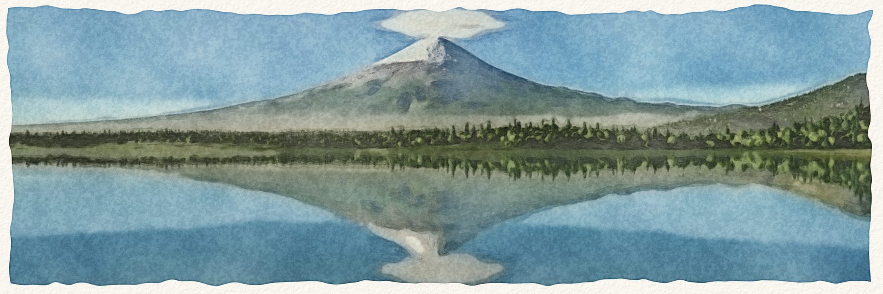 The Fuji lake render painted as a watercolour